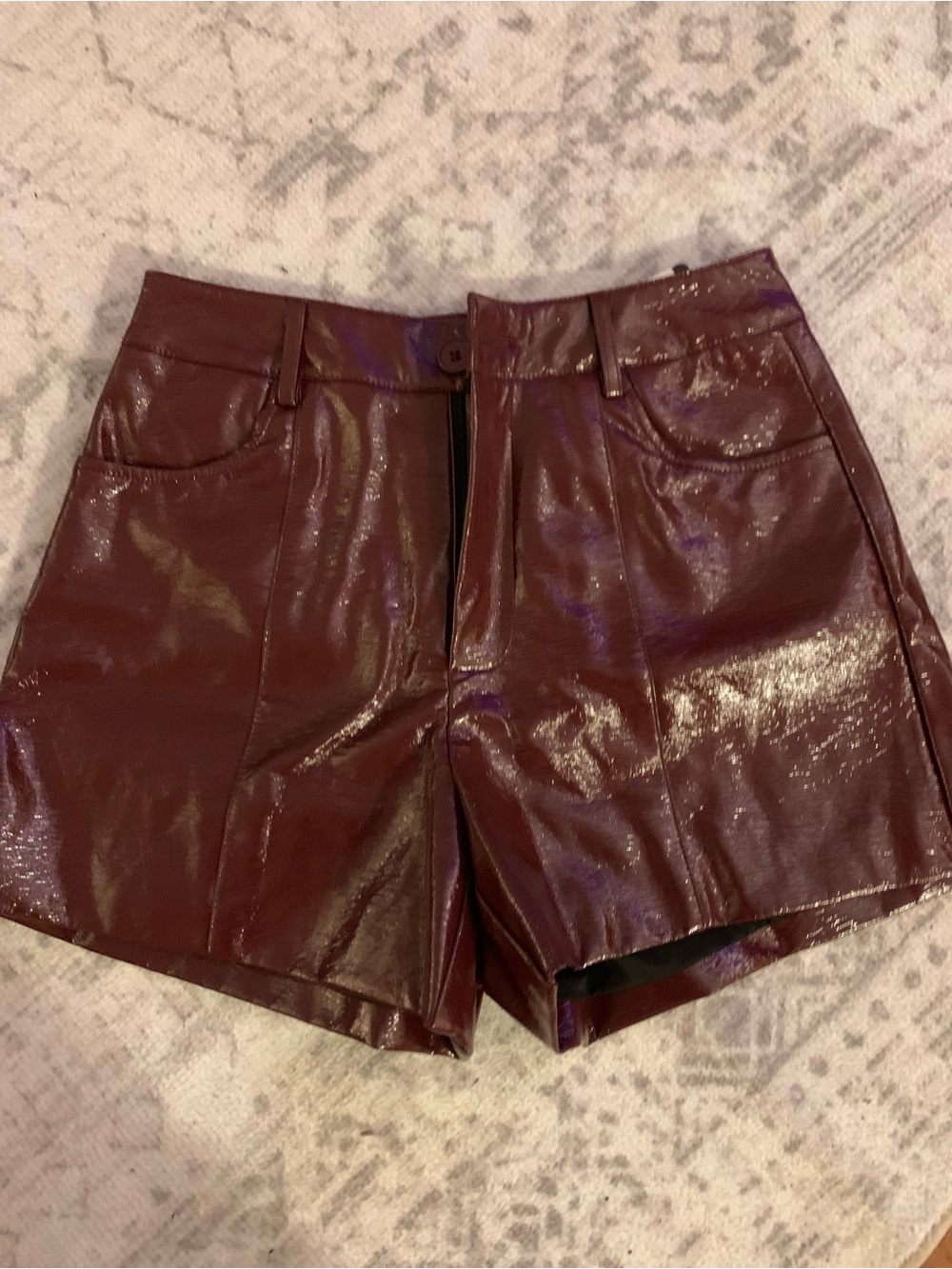 High-Waist Burgundy faux leather Shorts
